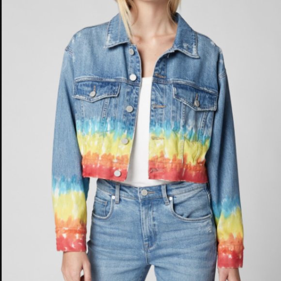 Blank NYC Blow the Bag Rainbow Denim Jacket XS/S - Picture 4 of 9